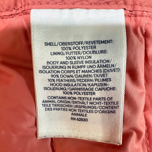 LANDS END Lightweight Down Puffer Hooded Full Zip Jacket Pink Floral Women's XS - Picture 9 of 9